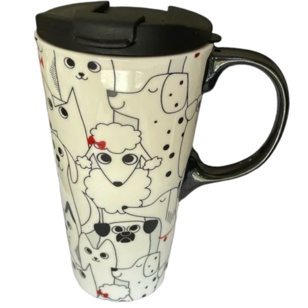 HTF! GREATER GOOD To-Go Mug Tumbler Cutest Pets Bows Ties BIG Eyes Perfect
